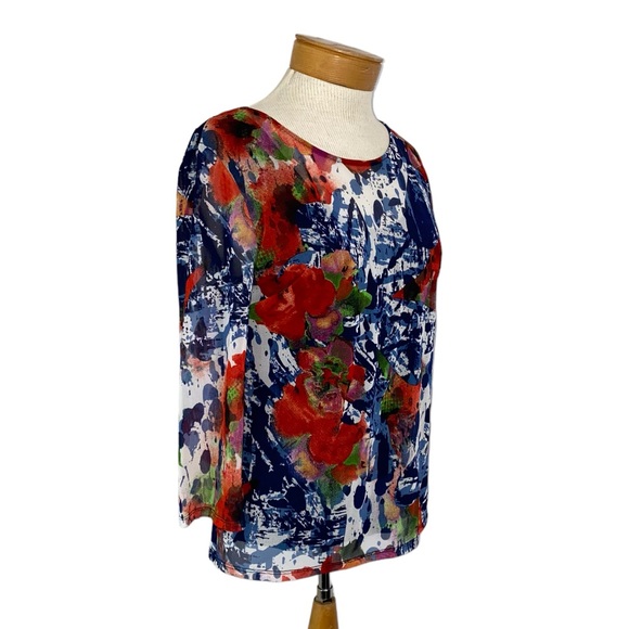 Peck & Peck Med Sheer 3/4 Sleeve, Floral Top with Tank Attached - Picture 4 of 7